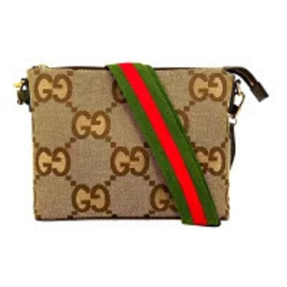 Gucci Jumbo GG Messenger Bag monogram canvas web Brown